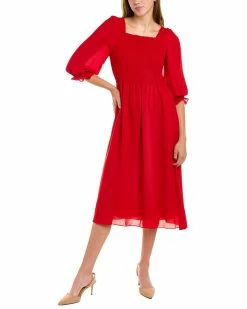Nanette By Nanette Lepore Smocked Midi Dress Women Dresses
