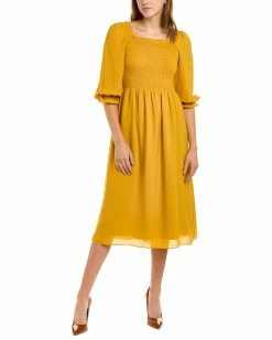 Nanette By Nanette Lepore Smocked Midi Dress Women Dresses
