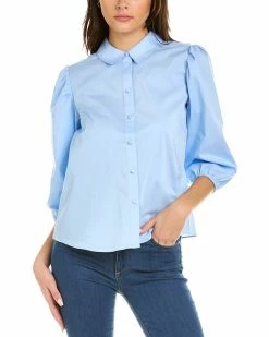 Nanette Nanette Lepore Puff Sleeve Poplin Shirt Women Tops