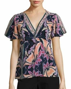 Nanette Lepore Venus Floral-Print Silk Top Women Tops